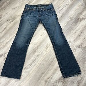 Big Star Jeans Y2K Dark Wash Embroidery Low Rise Bootcut Miki Denim Jeans / 27R